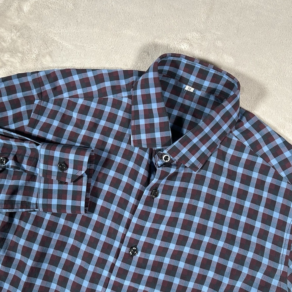 State & Liberty Shirt Men M Multi Gingham Plaid Stretch Performance Athletic EUC